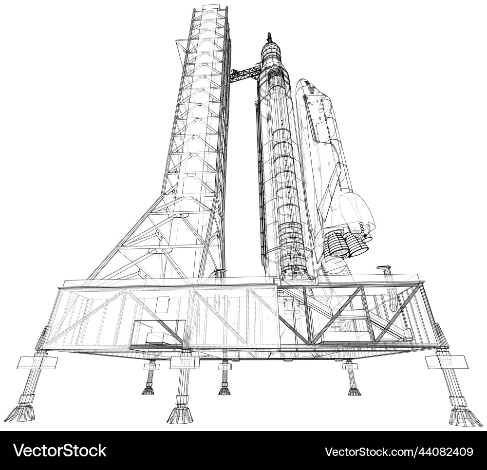 Rocket Launch on Pad Rendering vector image