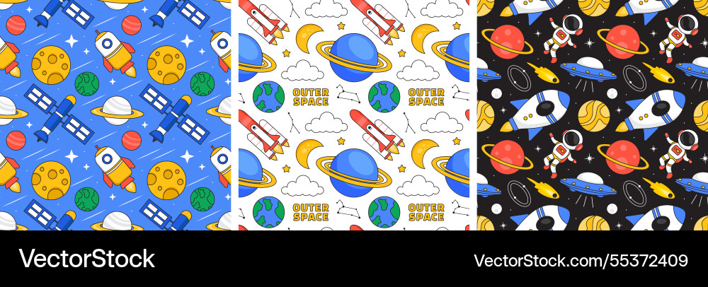 Seamless pattern of outer space exploration Seamless pattern of outer space exploration vector image