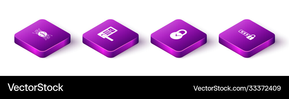 Set isometric vpn with microchip circuit digital Set isometric vpn with microchip circuit digital Vector Image