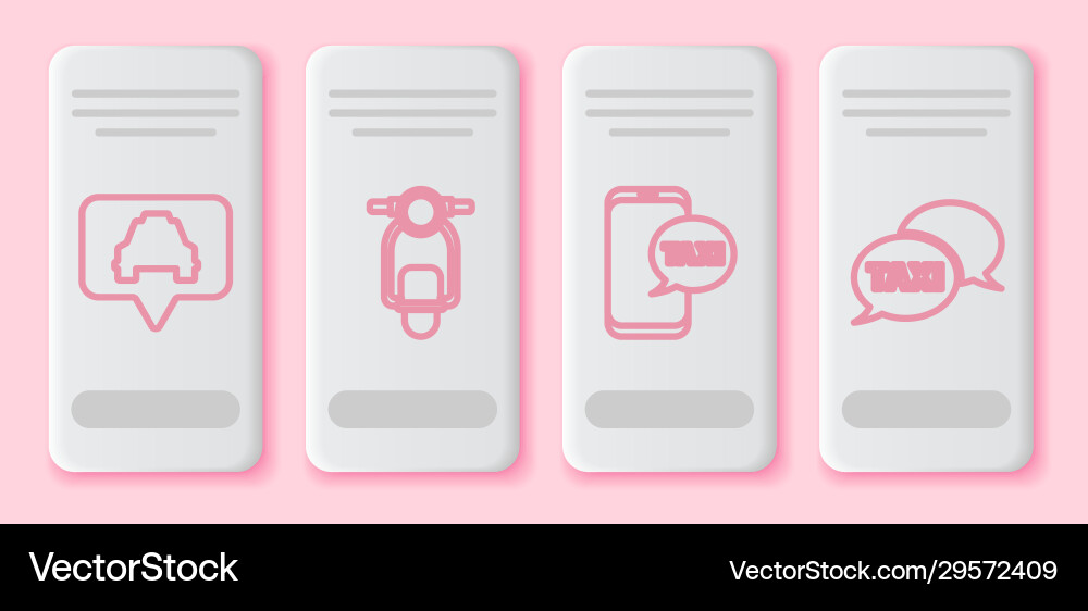 Set line map pointer with taxi scooter call Vector Image