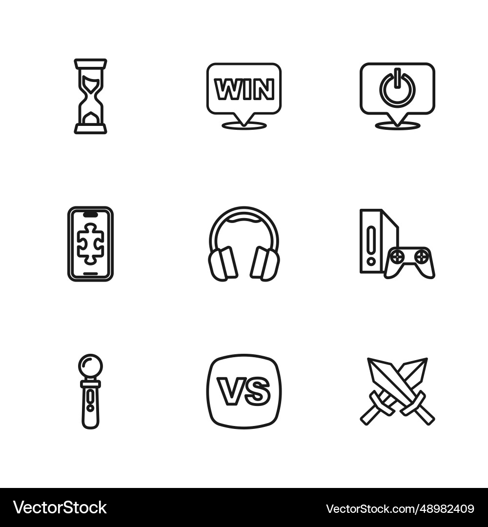 Set line vs versus battle game console Set line vs versus battle game console vector image