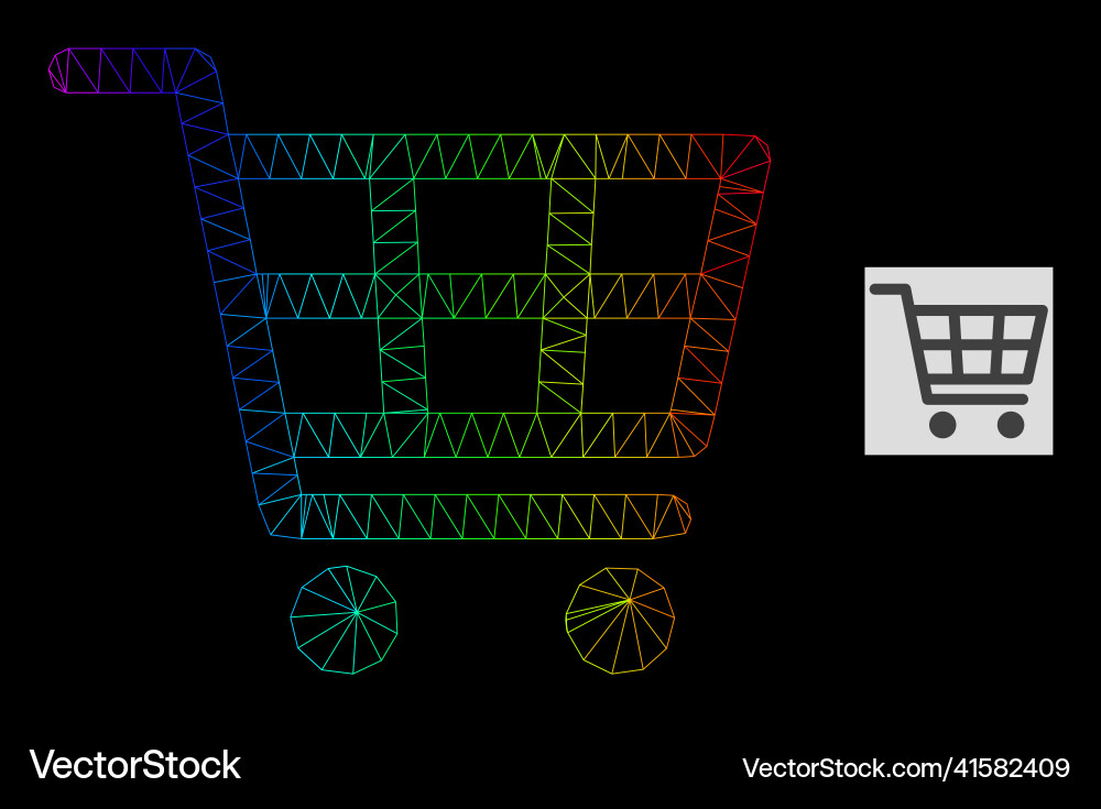 Spectral gradient polygonal net shopping cart icon Spectral gradient polygonal net shopping cart icon vector image