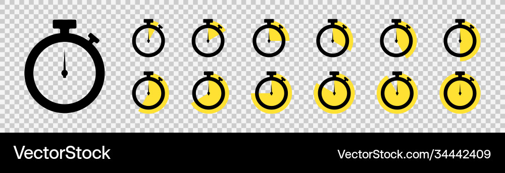 Timer icon set countdown timers stopwatch symbol Vector Image