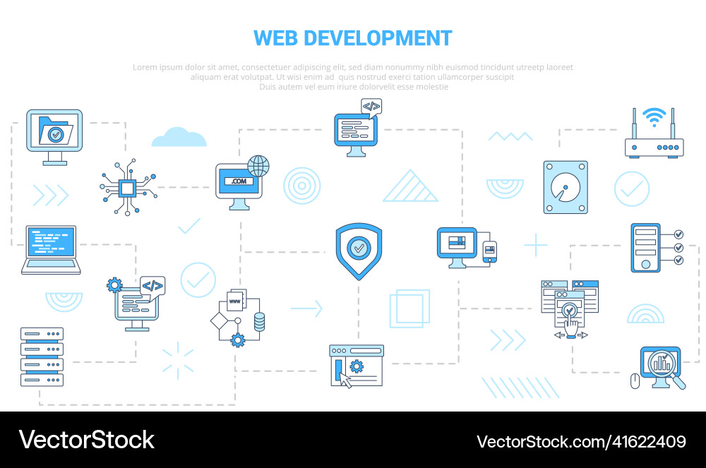 Web development website concept with icon set Vector Image