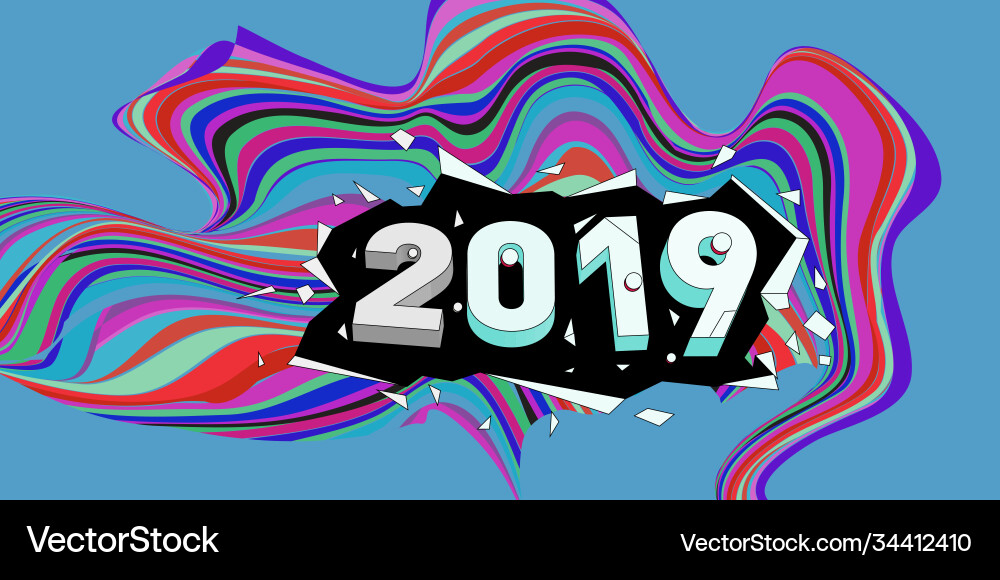 2021 new year text with wavy colorful line 2021 new year text with wavy colorful line Vector Image