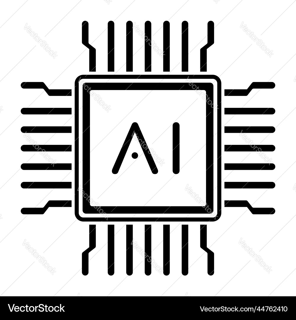 Artificial intelligence ai processor chip icon vector image