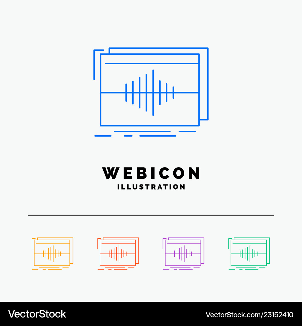 Audio frequency hertz sequence wave 5 color line Vector Image