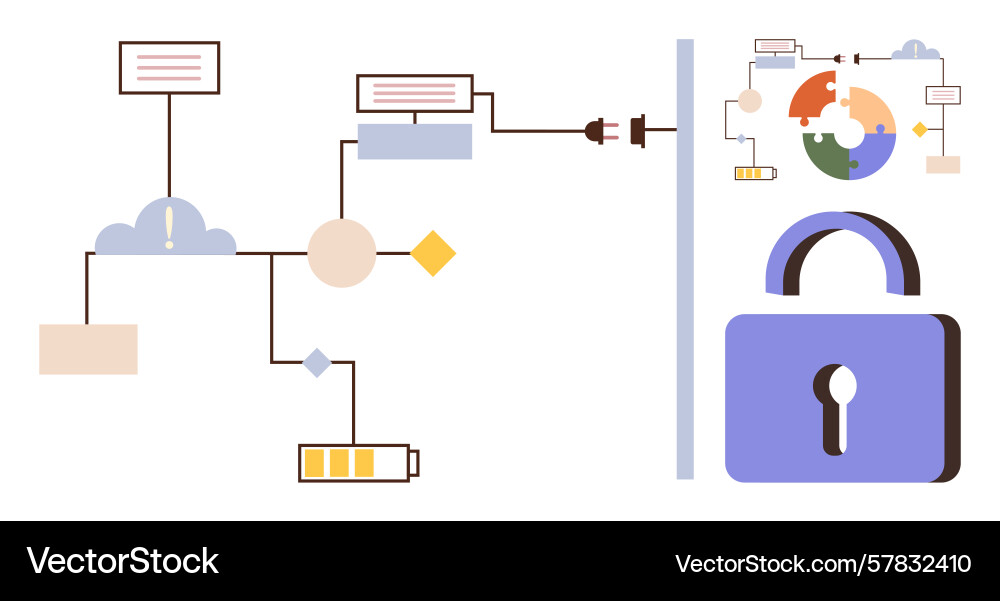 Cybersecurity concept with data flow integration vector image