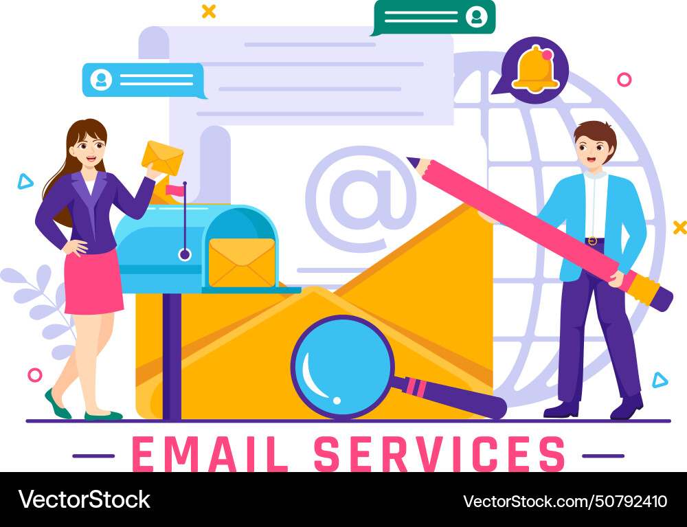 Email service with file correspondence delivery Email service with file correspondence delivery vector image