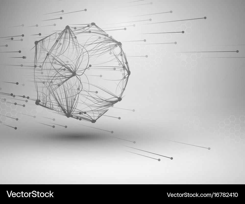 Icosahedron with connected lines and dots vector image