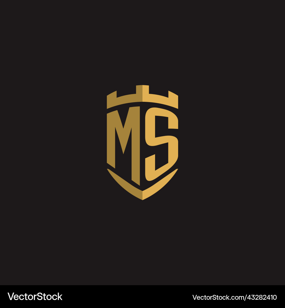 Initials ms logo monogram with shield style design Initials ms logo monogram with shield style design Vector Image