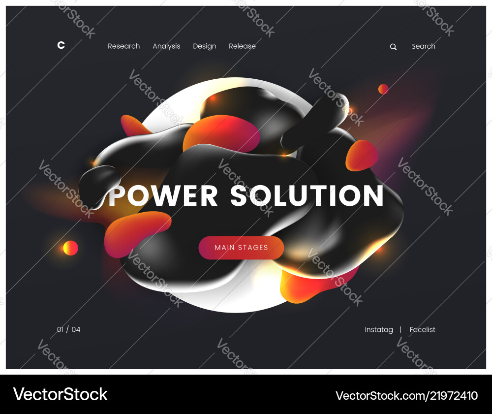 Landing page template with a dark background color Landing page template with a dark background color Vector Image