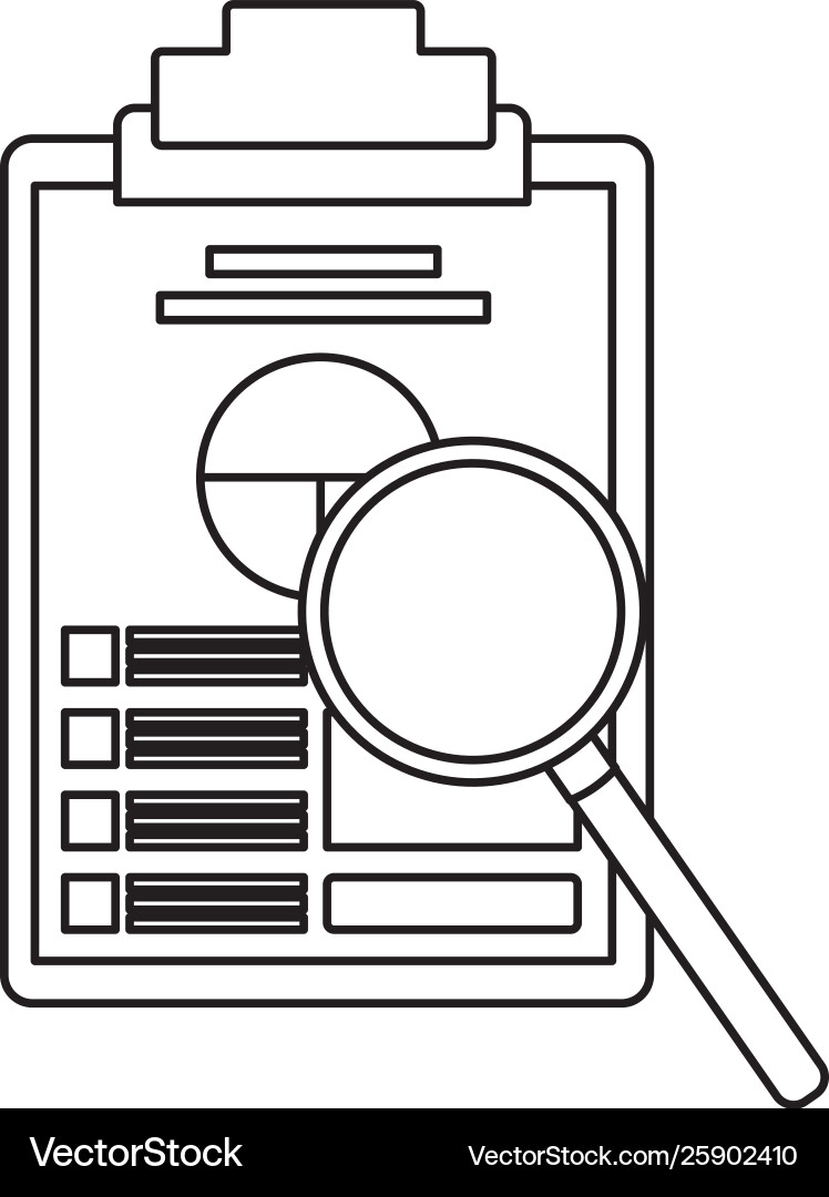 Paper with data chart on table in black and white Paper with data chart on table in black and white vector image