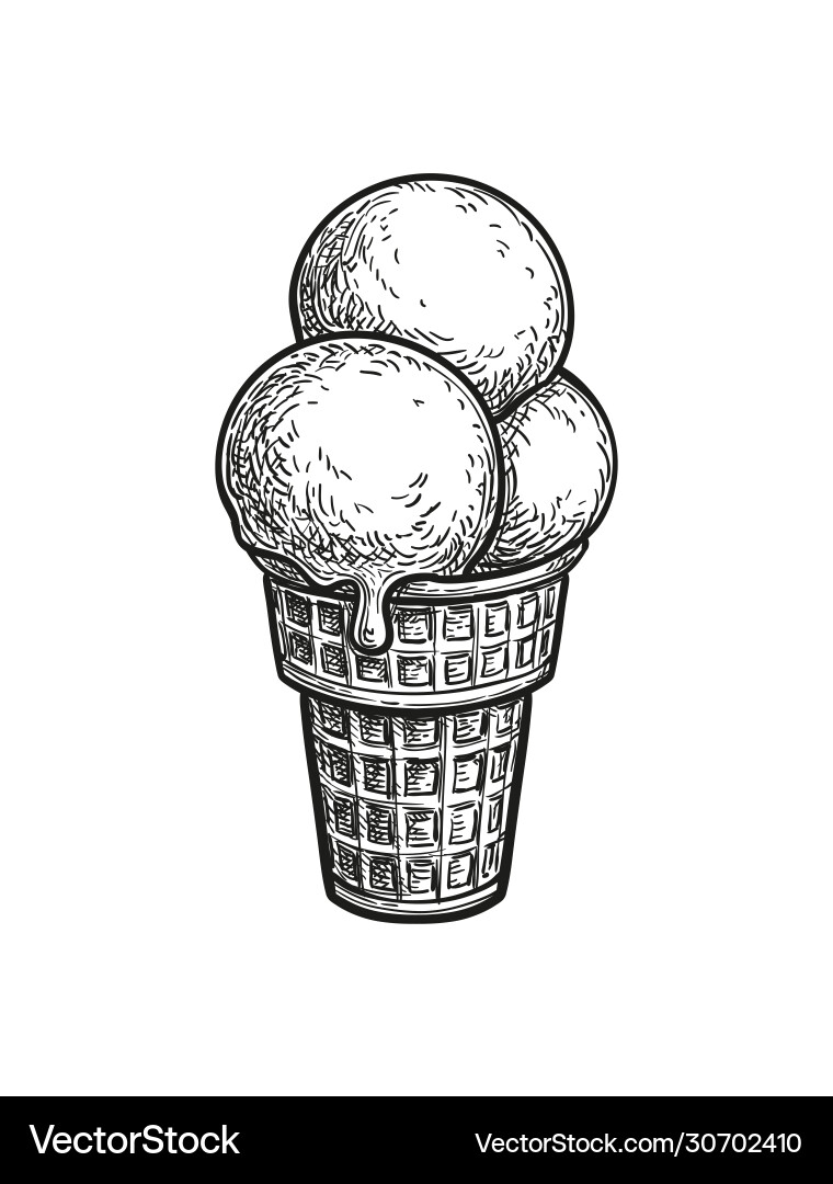 Retro Ice Cream Cone Sketch Vector Image