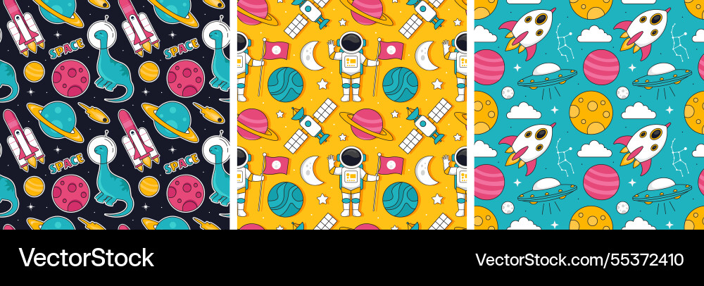 Seamless pattern of outer space exploration Seamless pattern of outer space exploration vector image