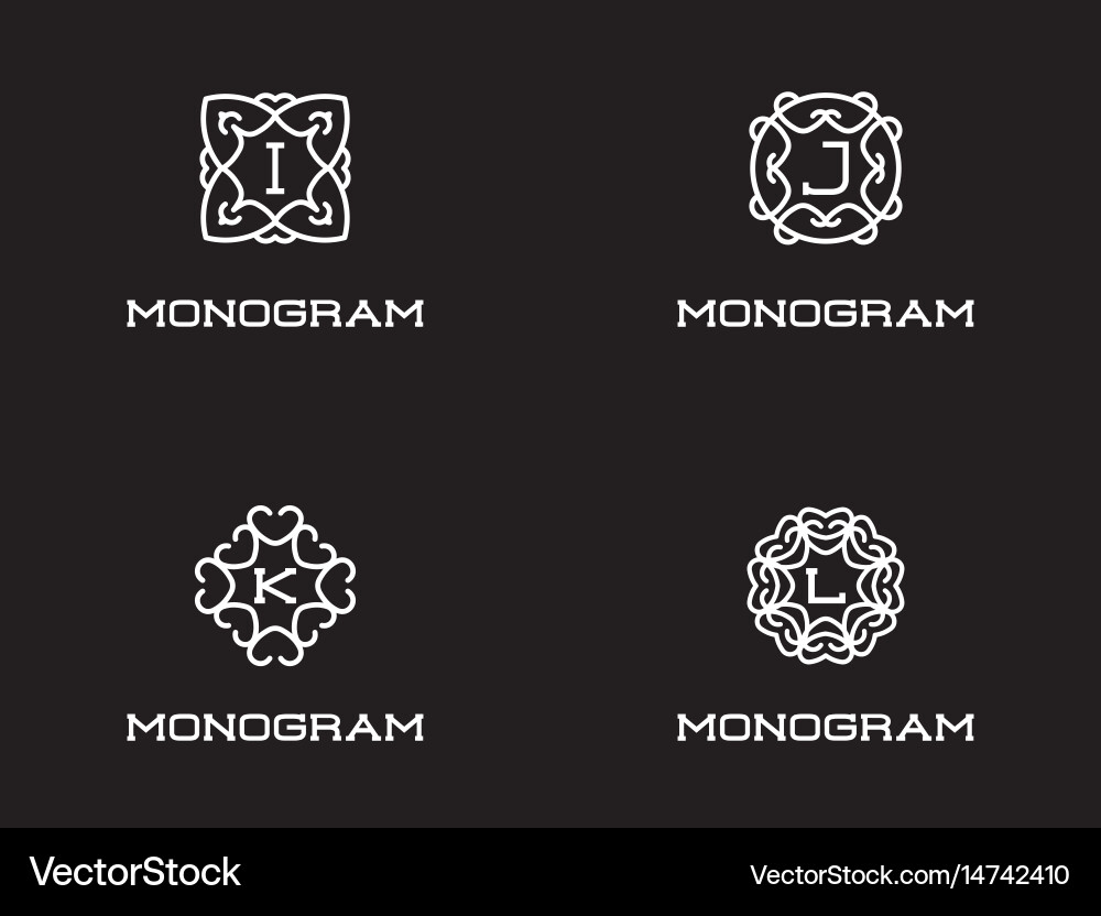 Set compact monogram design template with letter Vector Image