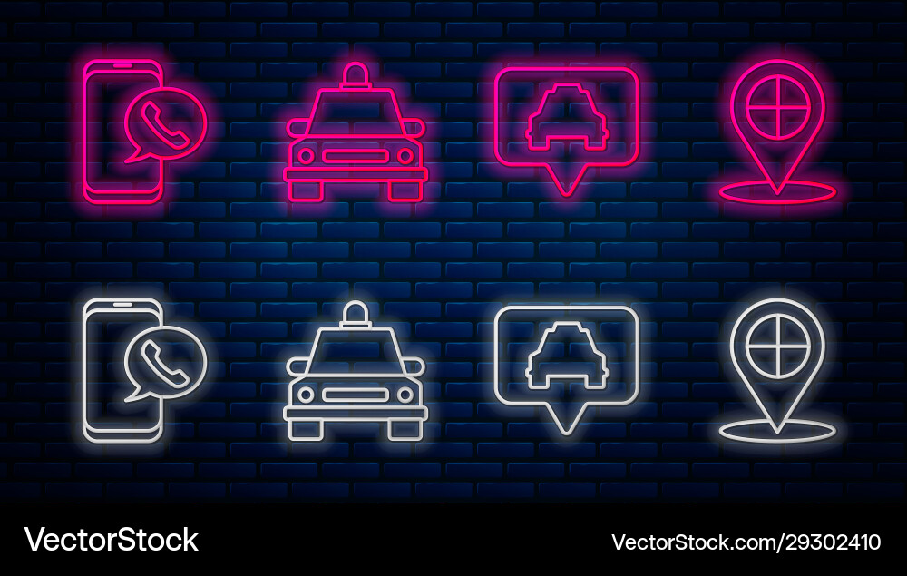 Set line taxi car map pointer Set line taxi car map pointer vector image