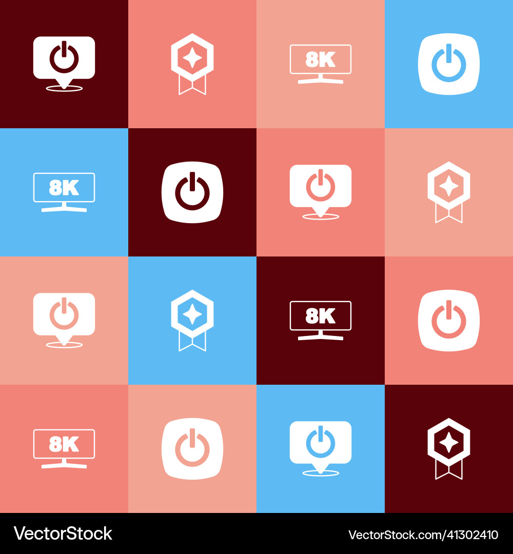 Set pop art power button game rating with medal Set pop art power button game rating with medal vector image