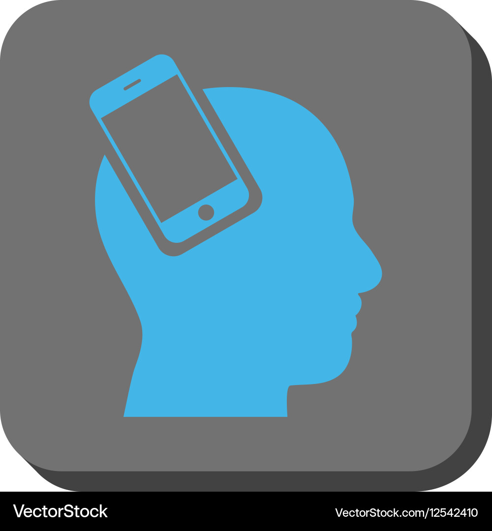 Smartphone head integration rounded square button vector image