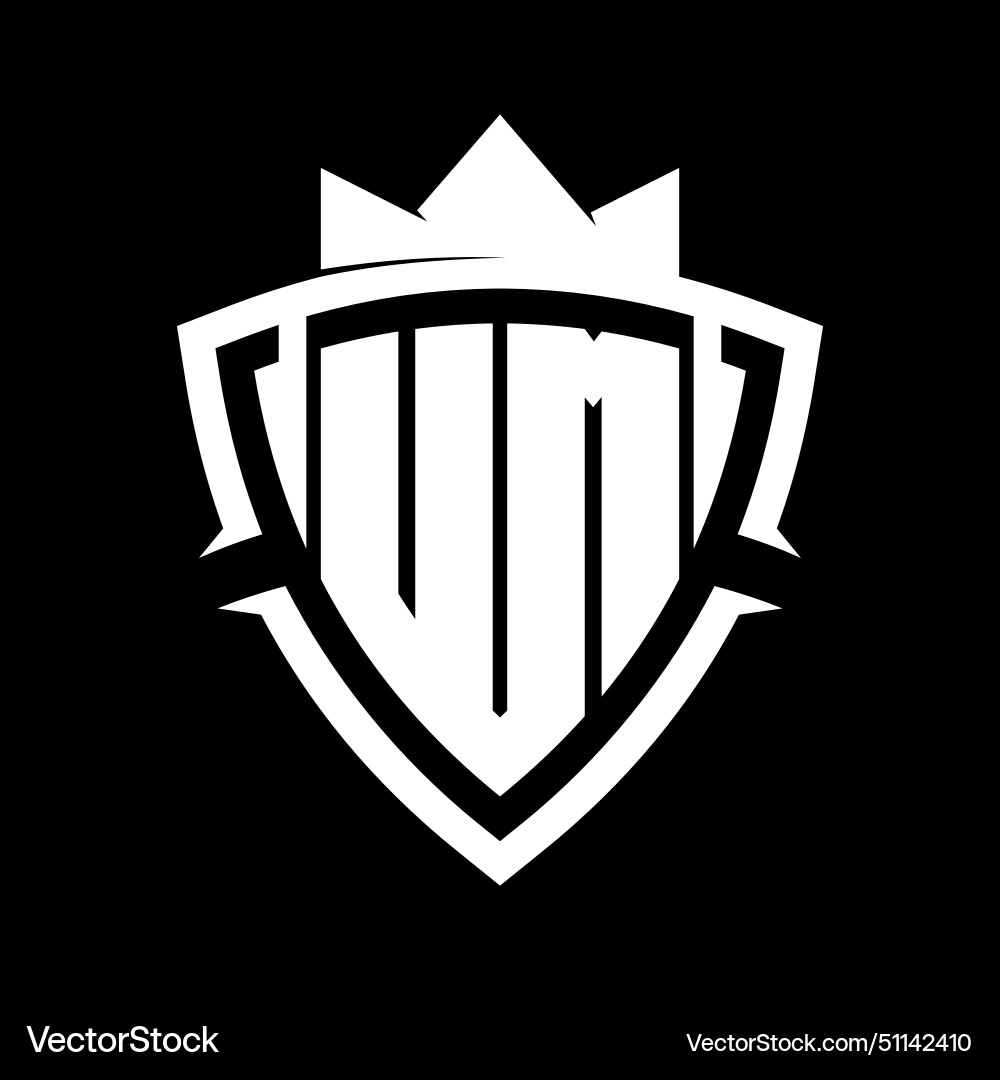 Um letter monogram with triangle curve shield Um letter monogram with triangle curve shield vector image