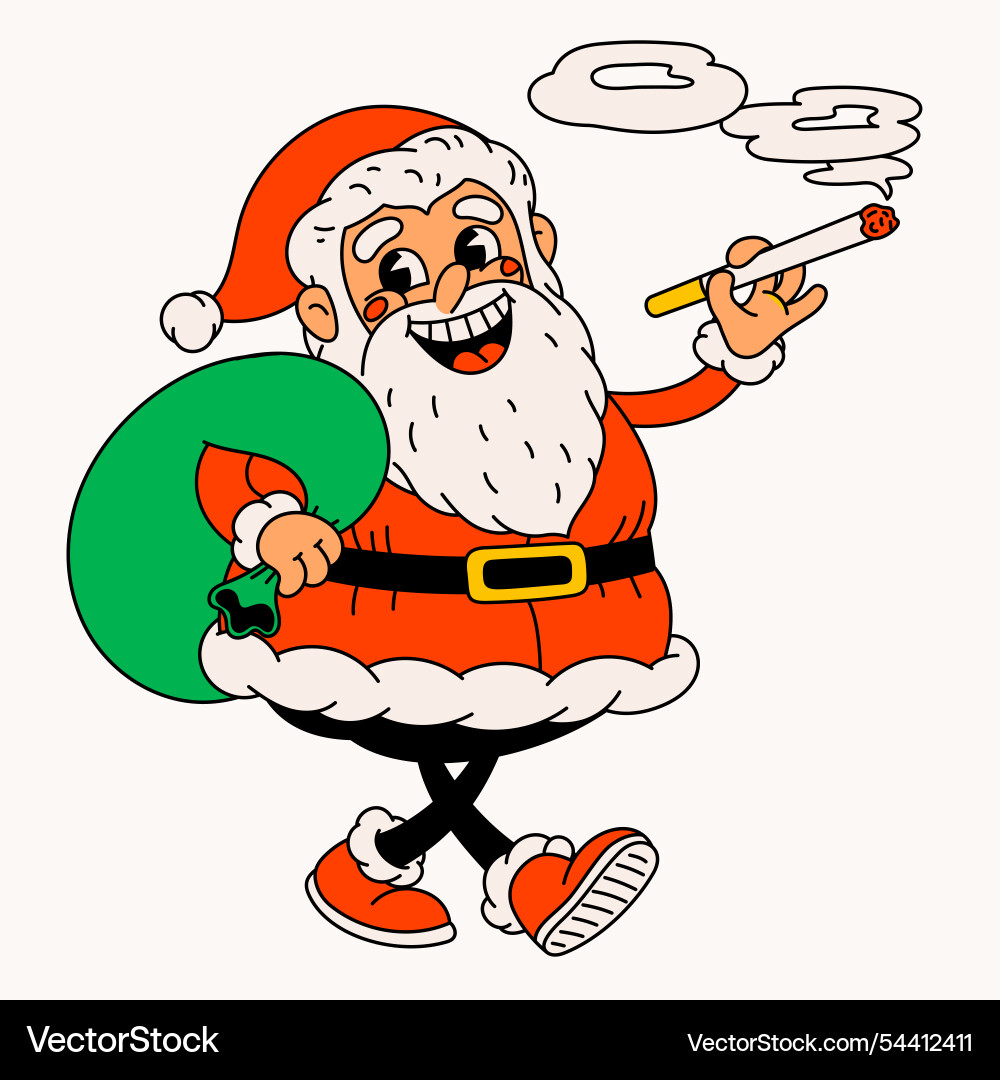 Bad santa claus groovy vintage funny Bad santa claus groovy vintage funny vector image