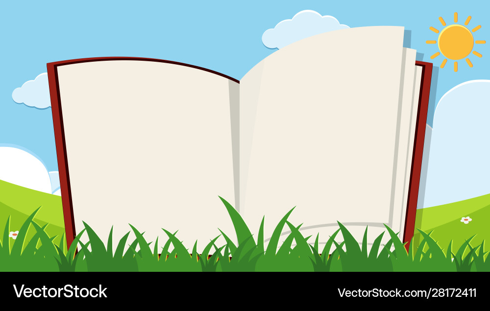 Book template with green grass background Book template with green grass background vector image