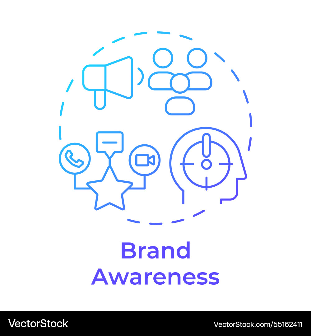 Brand awareness blue gradient concept icon Brand awareness blue gradient concept icon vector image