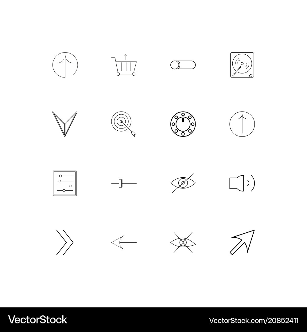 Buttons linear thin icons set outlined simple vector image