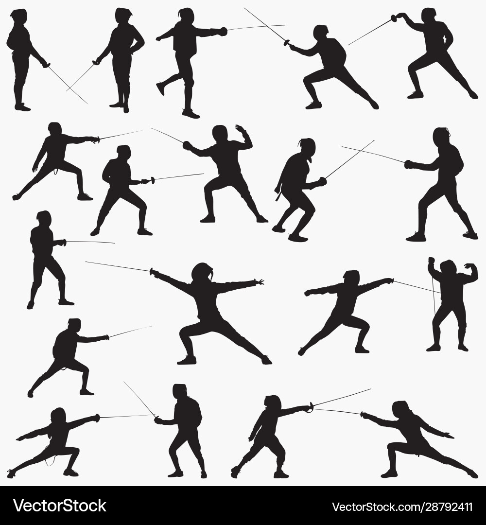 Fencing Silhouette Athlete Vector Image