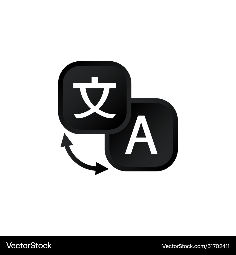Language translation button icon set on isolated Vector Image