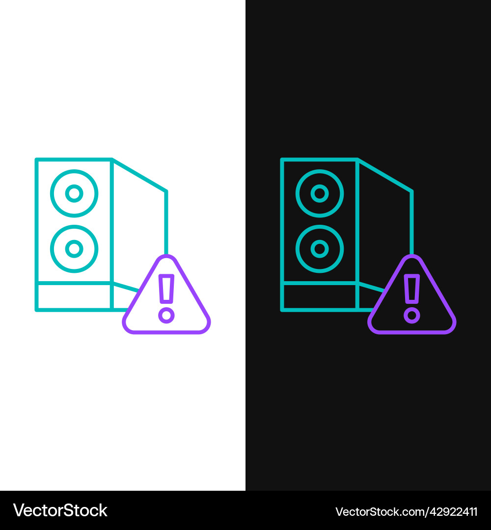 Line case of computer with exclamation mark icon Line case of computer with exclamation mark icon vector image
