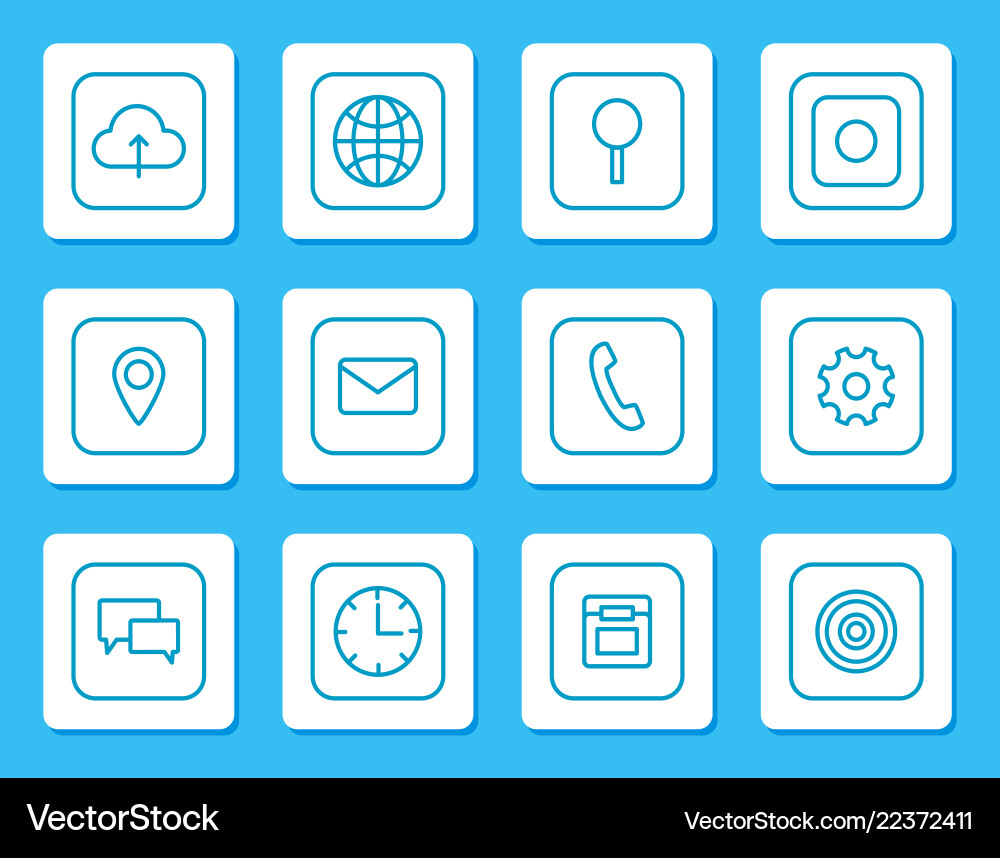 Linear Mobile App Icons - Set vector image