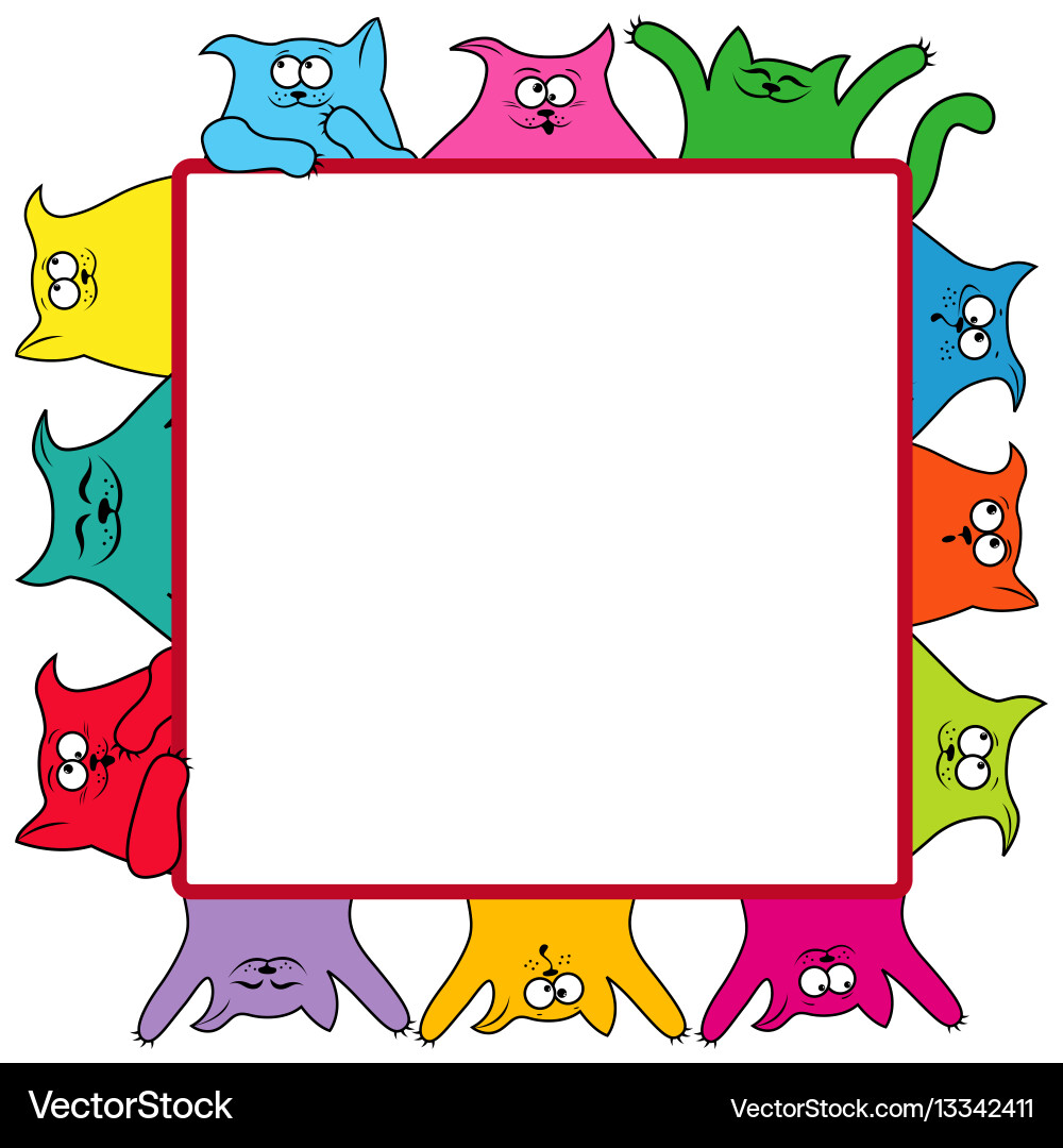 Many amusing cats around a square billboard Many amusing cats around a square billboard vector image