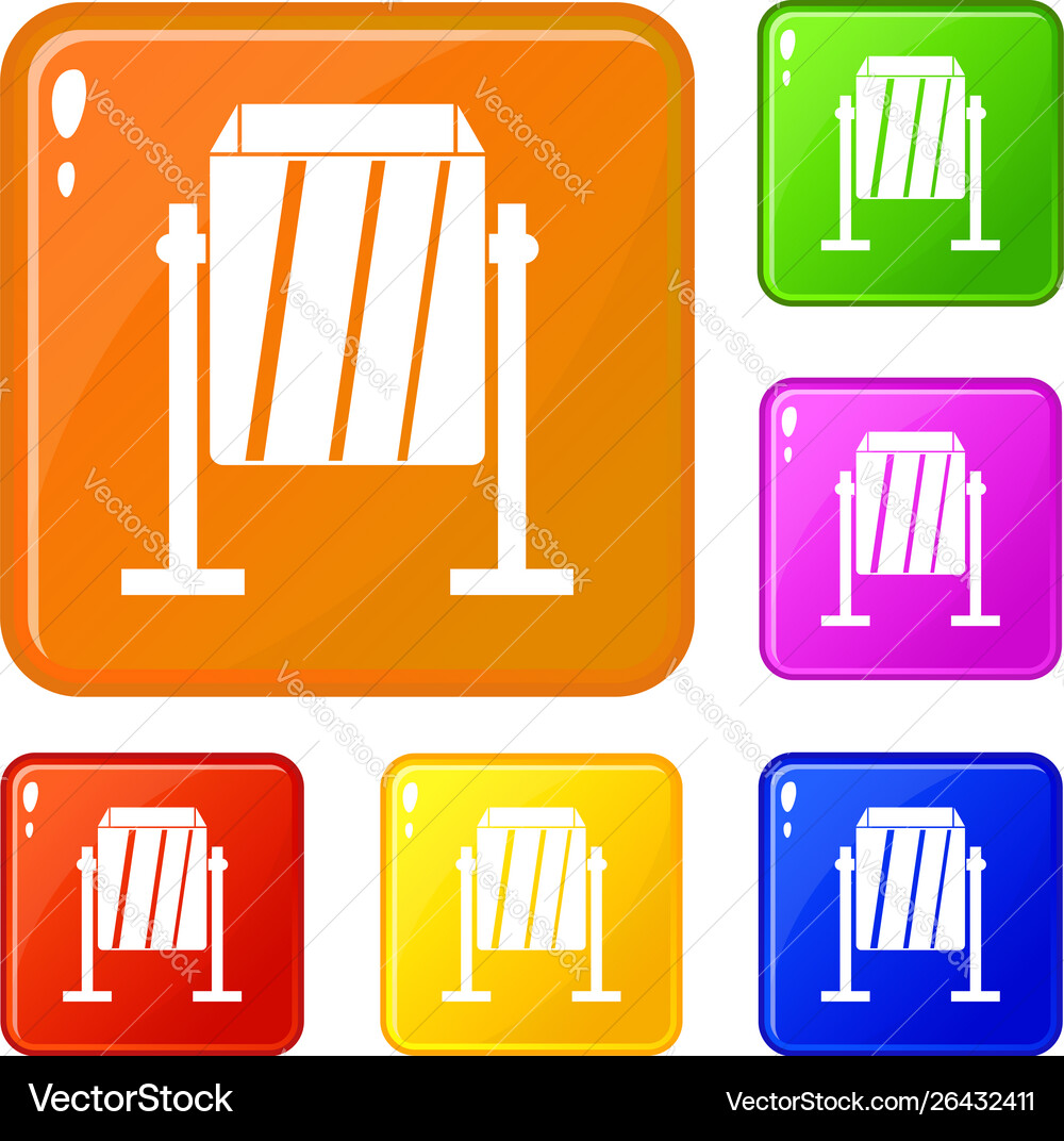 Metal dust bin icons set color Metal dust bin icons set color vector image