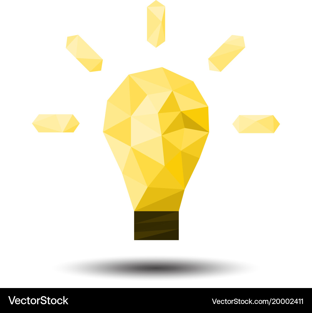 Polygon Lightbulb Icon - Abstract Idea Vector Image