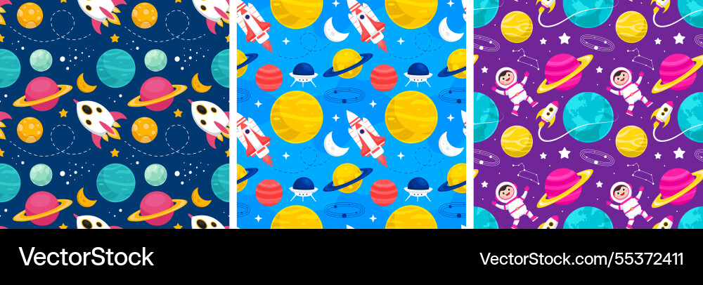 Seamless pattern of outer space exploration Seamless pattern of outer space exploration vector image
