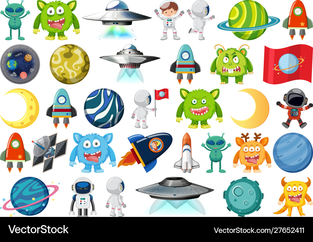 Set isolated objects theme - space Set isolated objects theme - space vector image