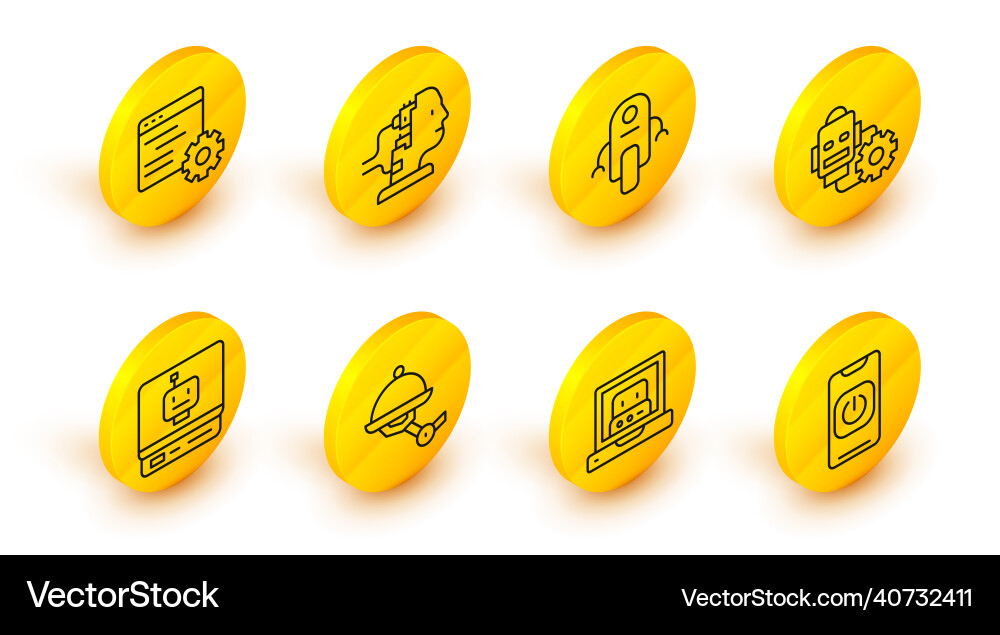 Set line turn off robot from phone creating Set line turn off robot from phone creating vector image