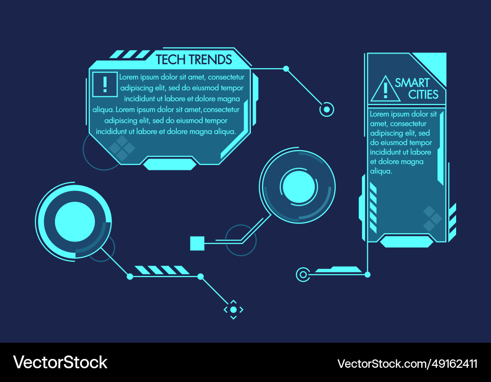 Set of futuristic high-tech interactive elements Set of futuristic high-tech interactive elements vector image