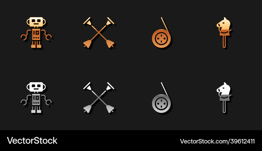 Set robot toy arrow with sucker tip yoyo Set robot toy arrow with sucker tip yoyo vector image