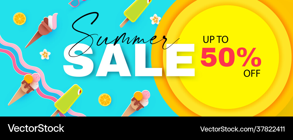 Summer sale season cute poster template Summer sale season cute poster template vector image
