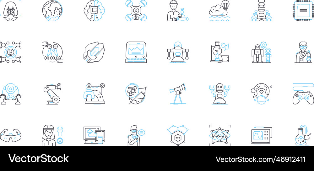 Synthetic creation linear icons set artificial Synthetic creation linear icons set artificial vector image