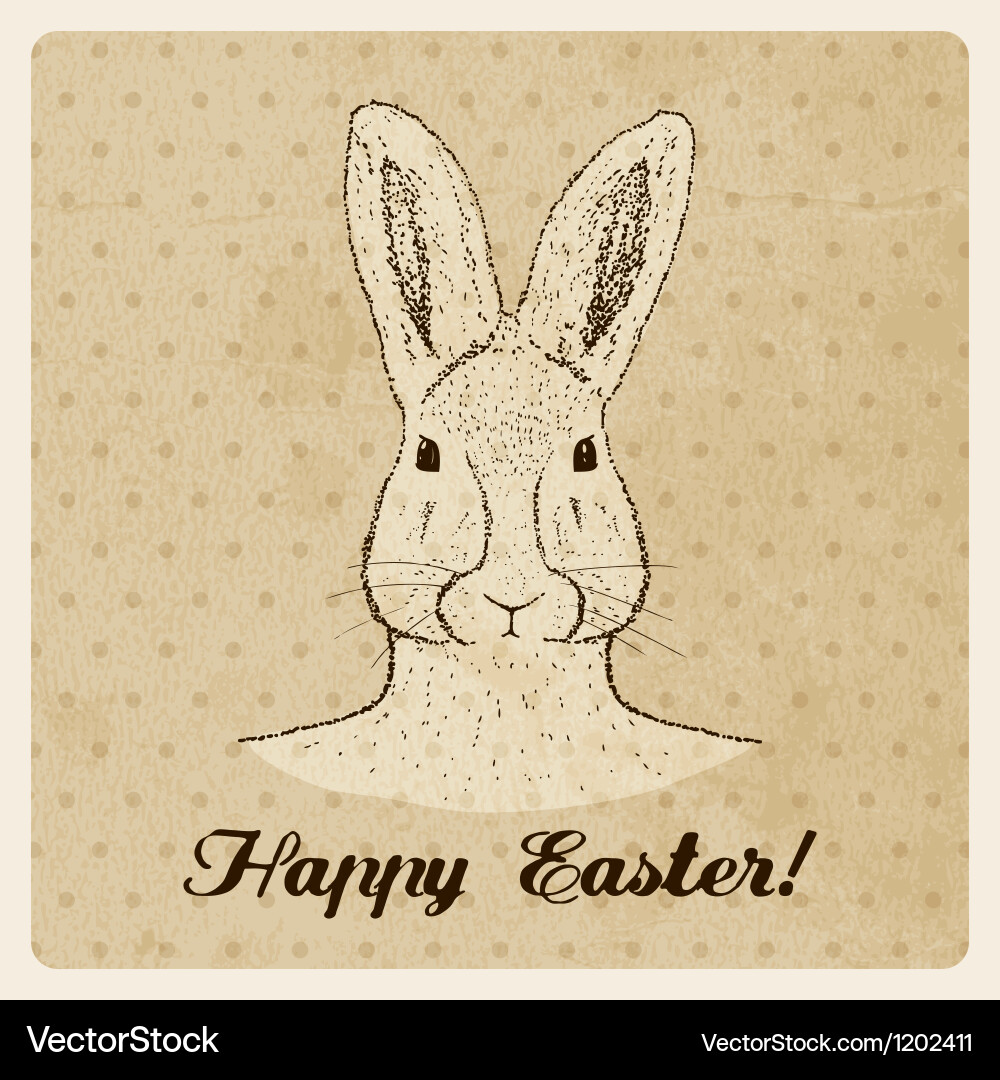 Vintage Easter Card with Rabbit Vector Image