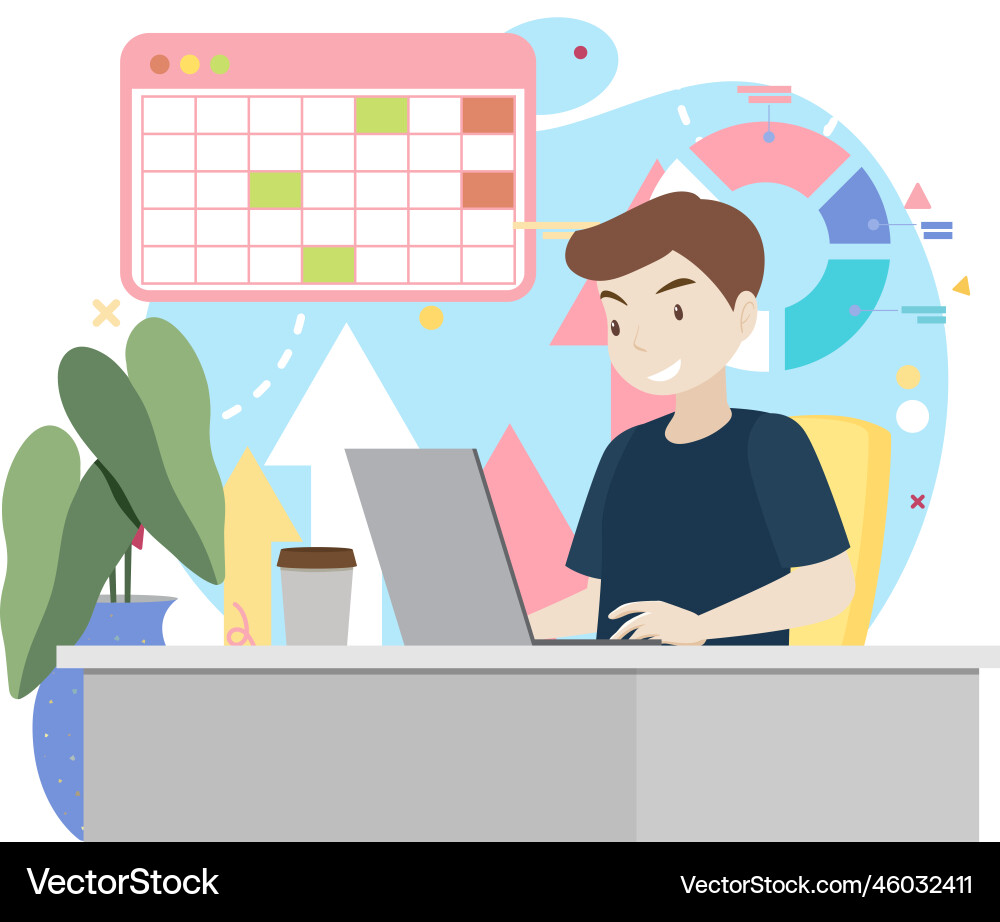 Working characters flat design for web banner Vector Image