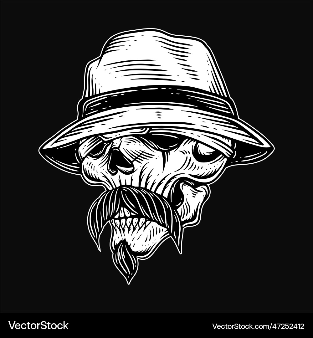 Dark art skull gangster tattoo vintage bandana Dark art skull gangster tattoo vintage bandana vector image