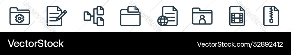 Document and files line icons linear set quality Document and files line icons linear set quality Vector Image