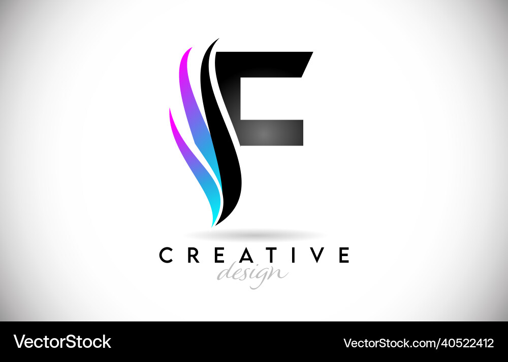 Elegant F Logo with Gradient Swooshes Vector Image