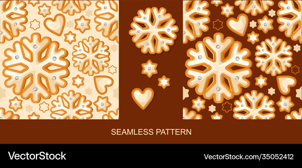 Gingerbread pattern two color options Gingerbread pattern two color options Vector Image