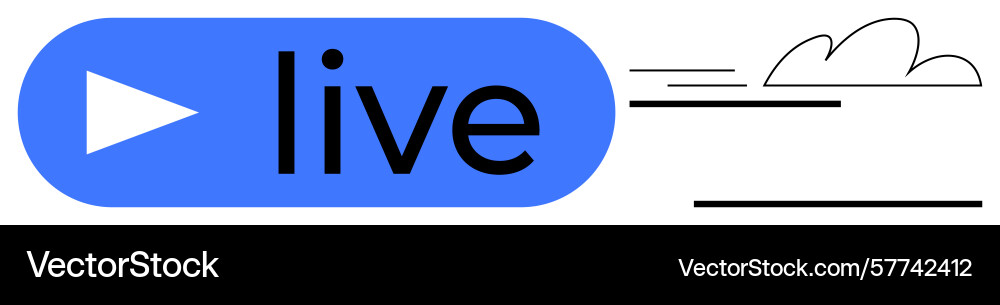 Live stream button with play icon and speed lines Live stream button with play icon and speed lines vector image