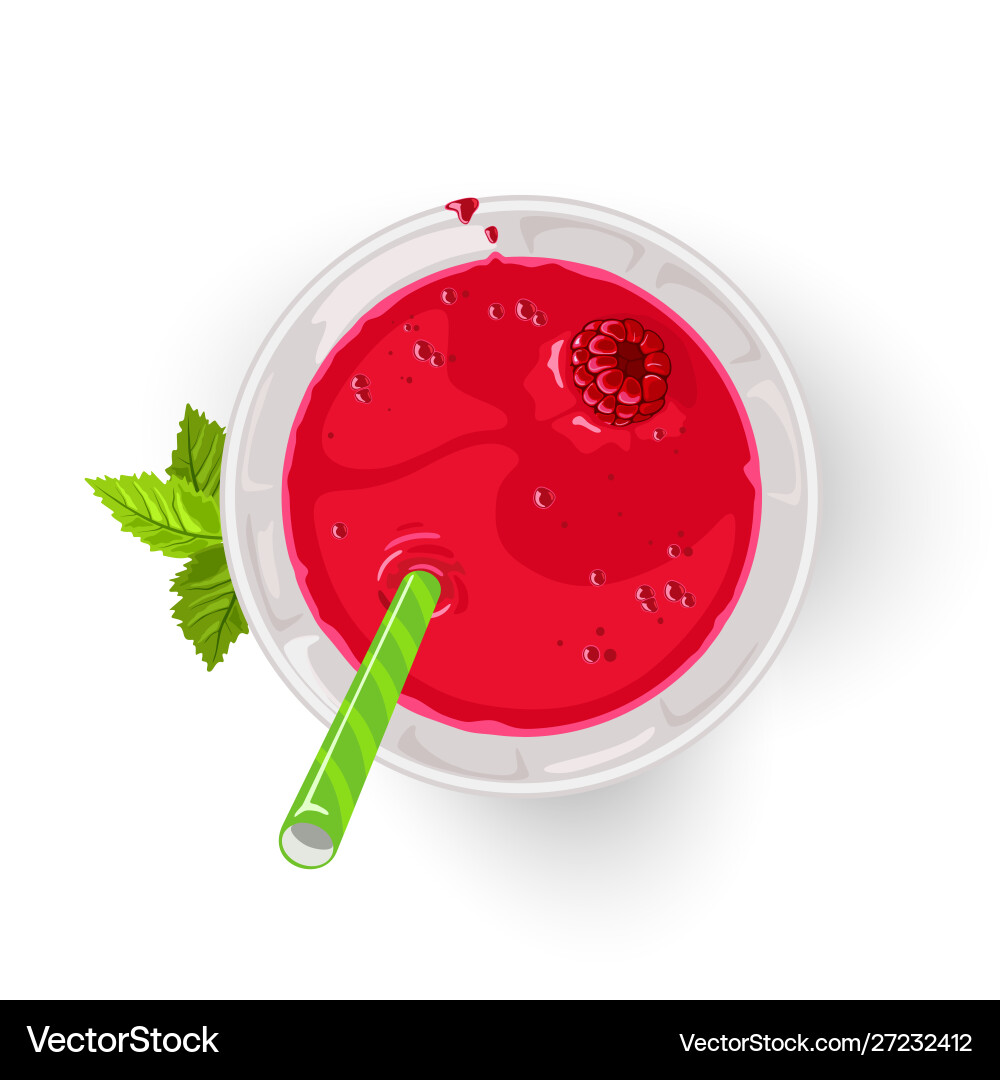 Refreshing Raspberry Mocktail with Straw vector image